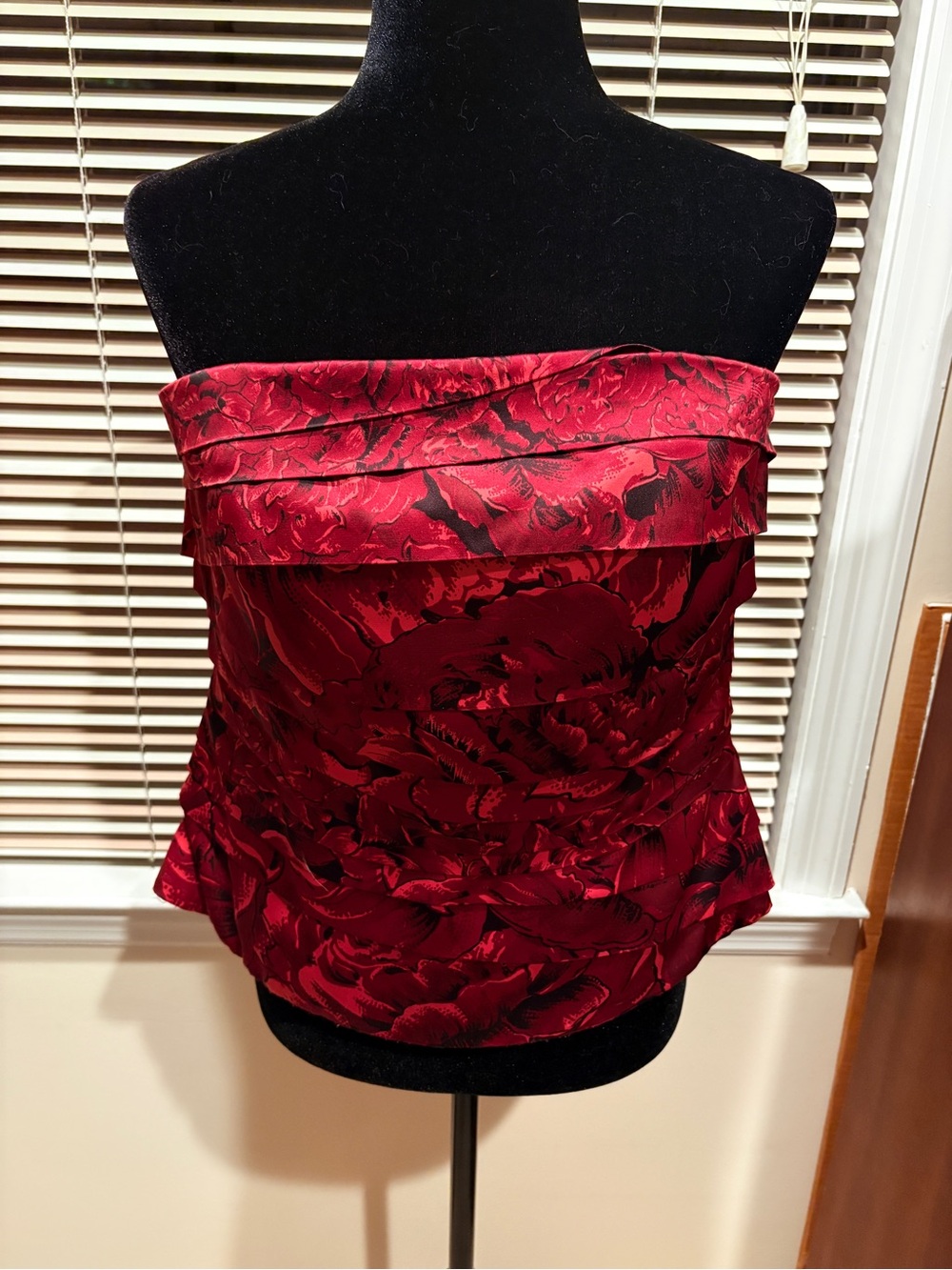 White House Black Market Red Satin Dress Top